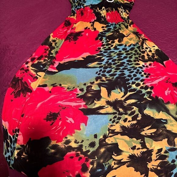 Beaded halter beach dress - size small med - smocked back and under bra area - Picture 5 of 9